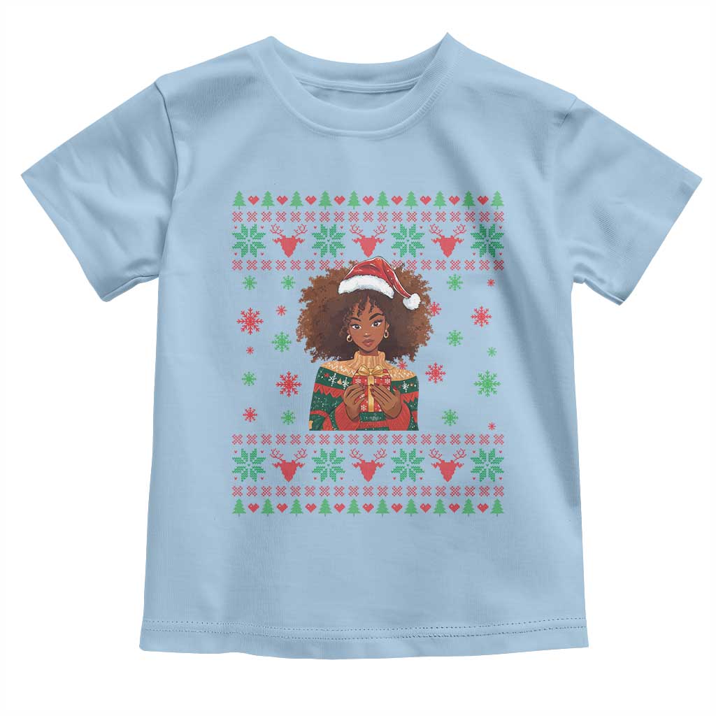 Black Queen Christmas Toddler T Shirt African American Girl Black Pride - Wonder Print Shop