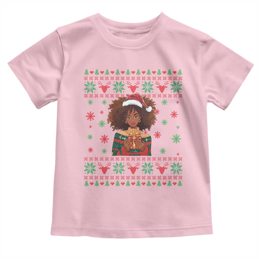 Black Queen Christmas Toddler T Shirt African American Girl Black Pride - Wonder Print Shop