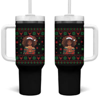 Black Queen Christmas Tumbler With Handle African American Girl Black Pride - Wonder Print Shop