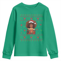 Black Queen Christmas Youth Sweatshirt African American Girl Black Pride - Wonder Print Shop