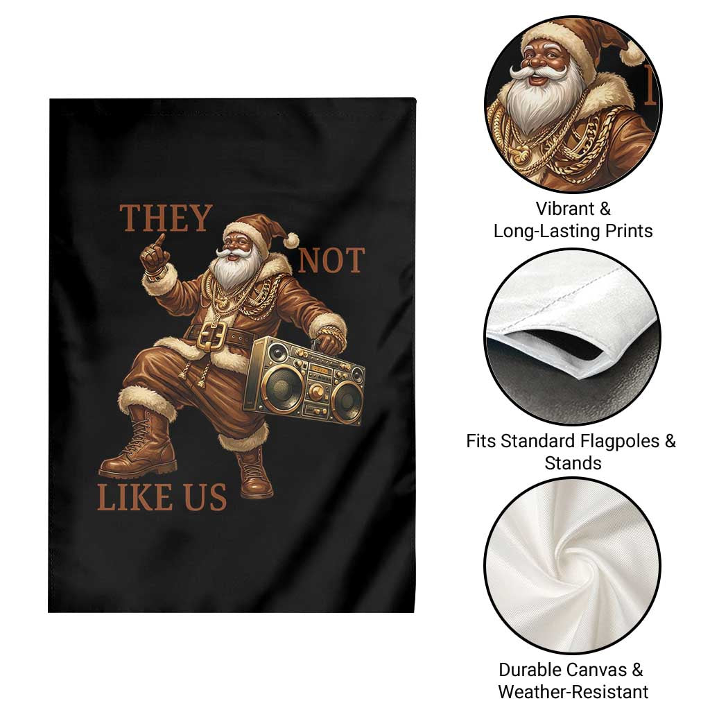 They Not Like Us Garden Flag Funny Christmas Black Santa Claus - Wonder Print Shop