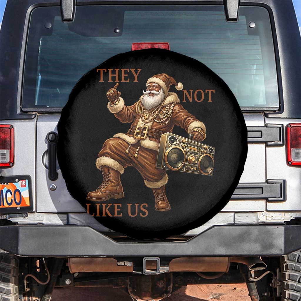 They Not Like Us Spare Tire Cover Funny Christmas Black Santa Claus - Wonder Print Shop