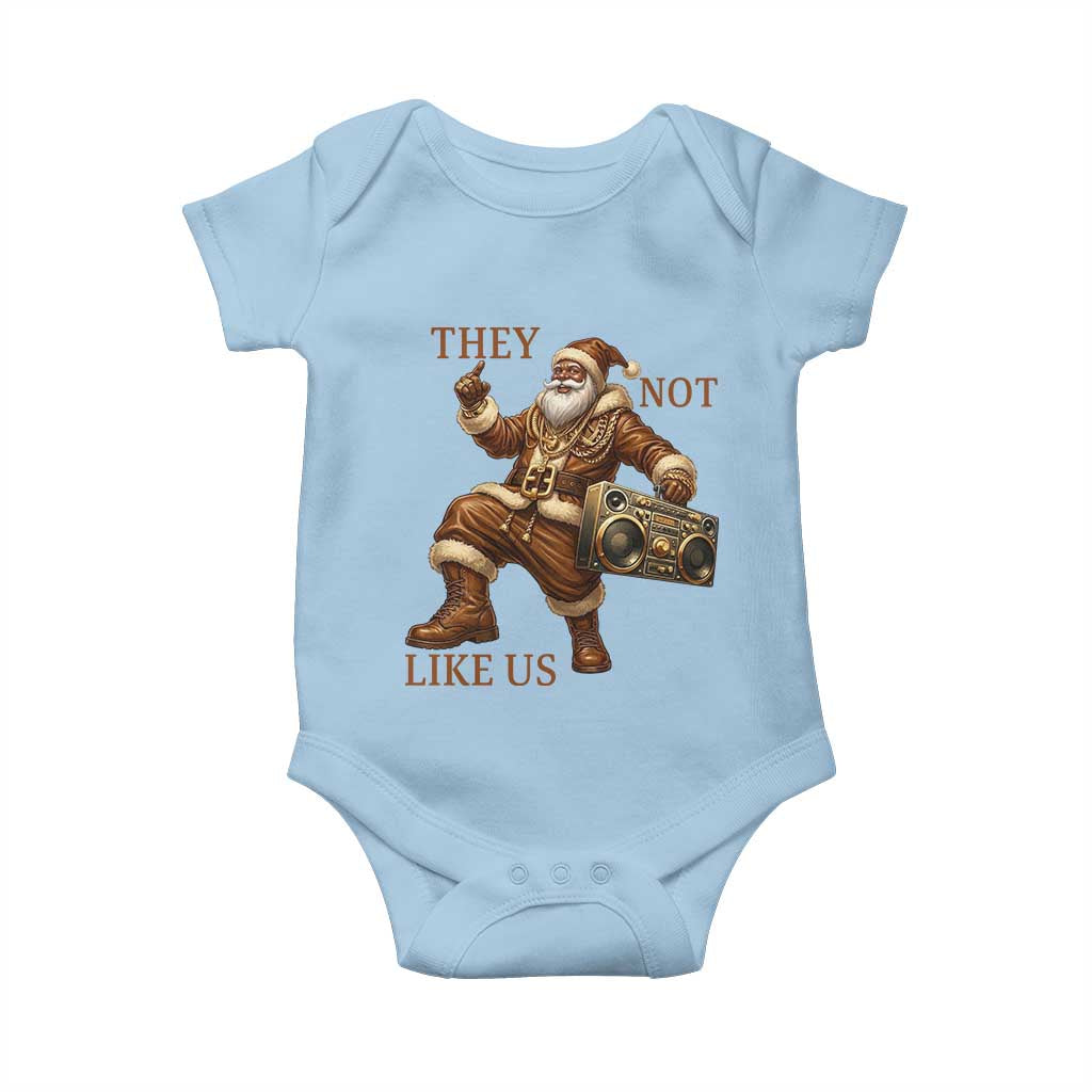 They Not Like Us Baby Onesie Funny Christmas Black Santa Claus - Wonder Print Shop