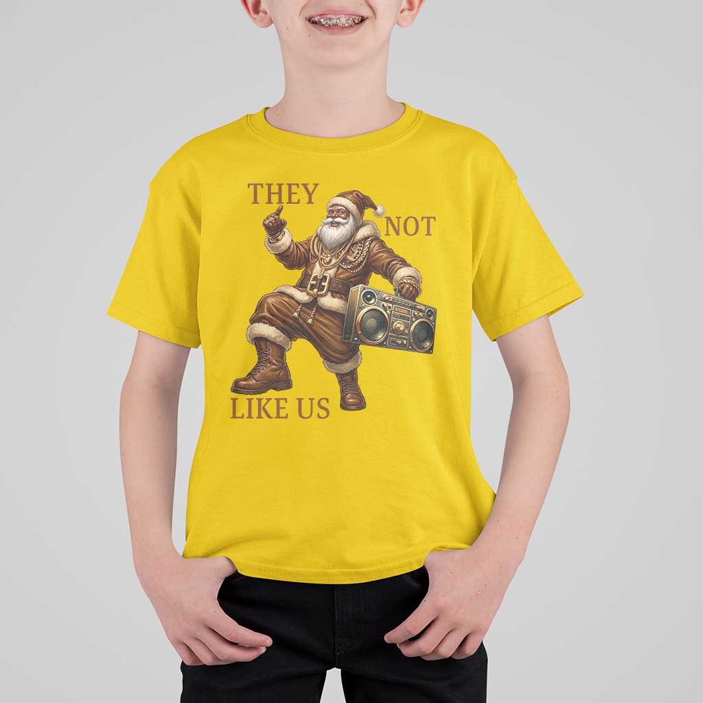 They Not Like Us T Shirt For Kid Funny Christmas Black Santa Claus - Wonder Print Shop
