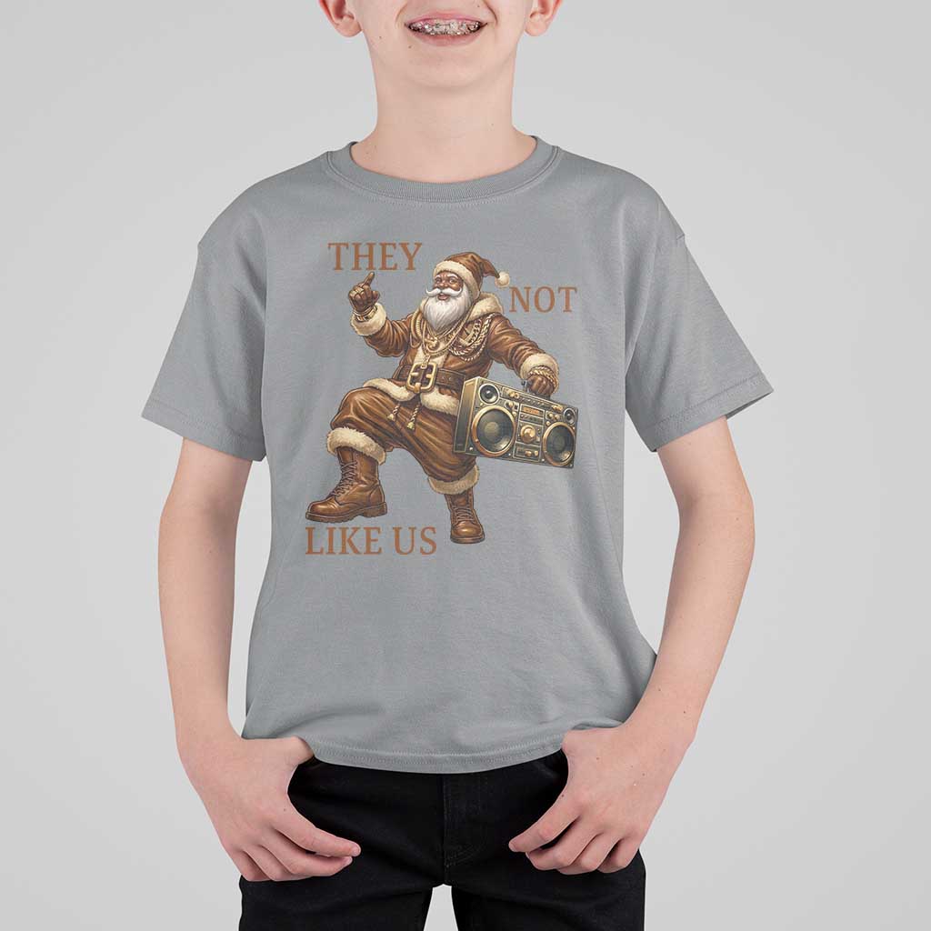 They Not Like Us T Shirt For Kid Funny Christmas Black Santa Claus - Wonder Print Shop