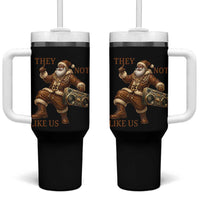 They Not Like Us Tumbler With Handle Funny Christmas Black Santa Claus - Wonder Print Shop