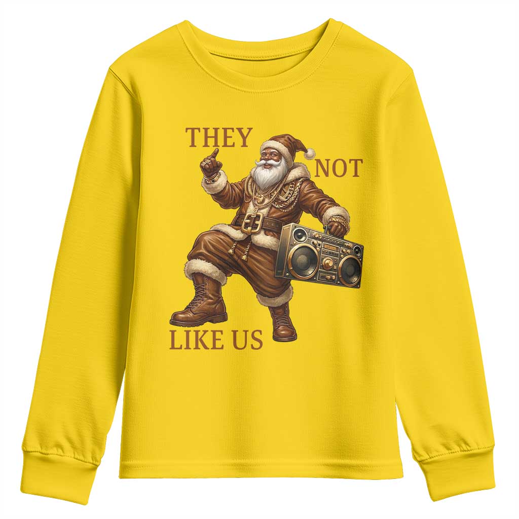 They Not Like Us Youth Sweatshirt Funny Christmas Black Santa Claus - Wonder Print Shop