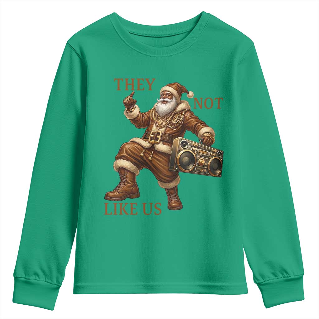 They Not Like Us Youth Sweatshirt Funny Christmas Black Santa Claus - Wonder Print Shop