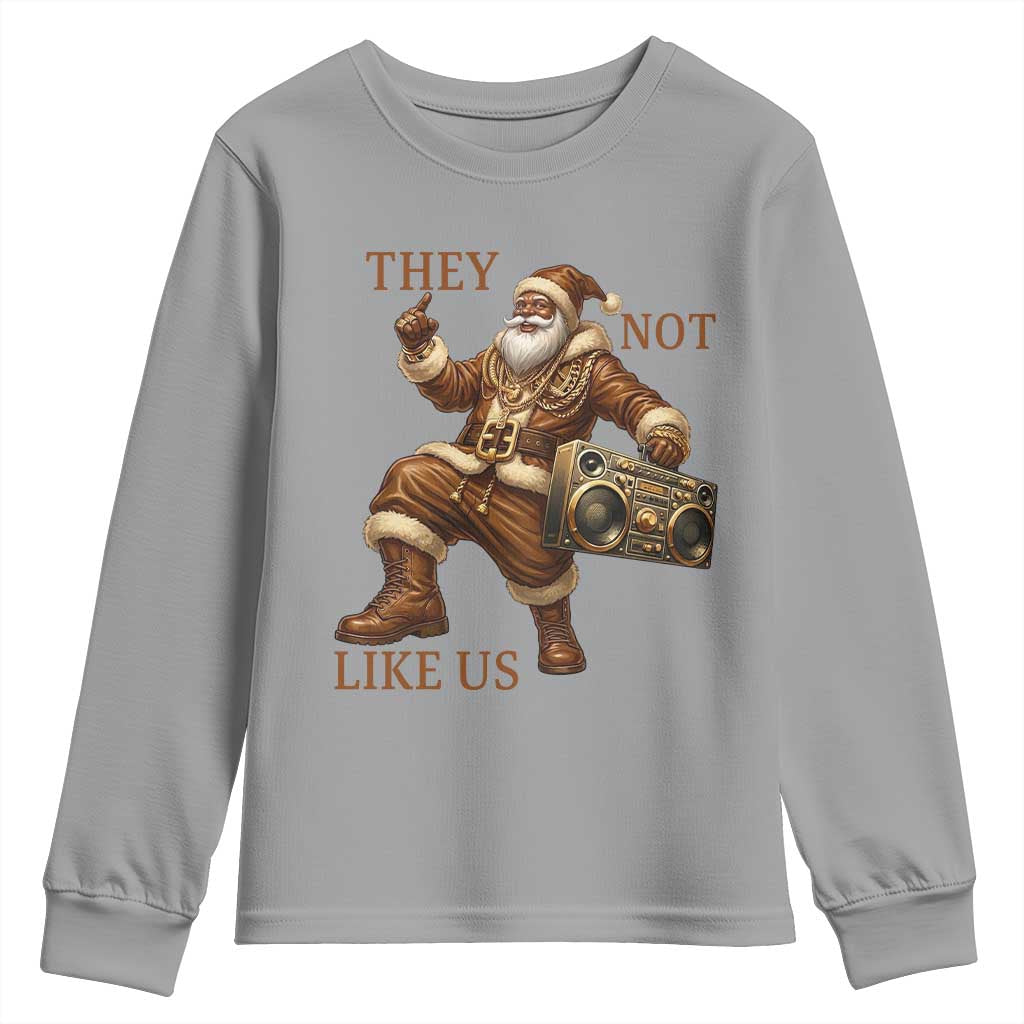 They Not Like Us Youth Sweatshirt Funny Christmas Black Santa Claus - Wonder Print Shop