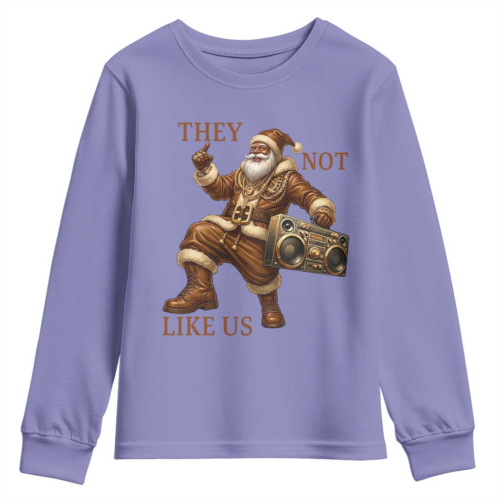 They Not Like Us Youth Sweatshirt Funny Christmas Black Santa Claus - Wonder Print Shop
