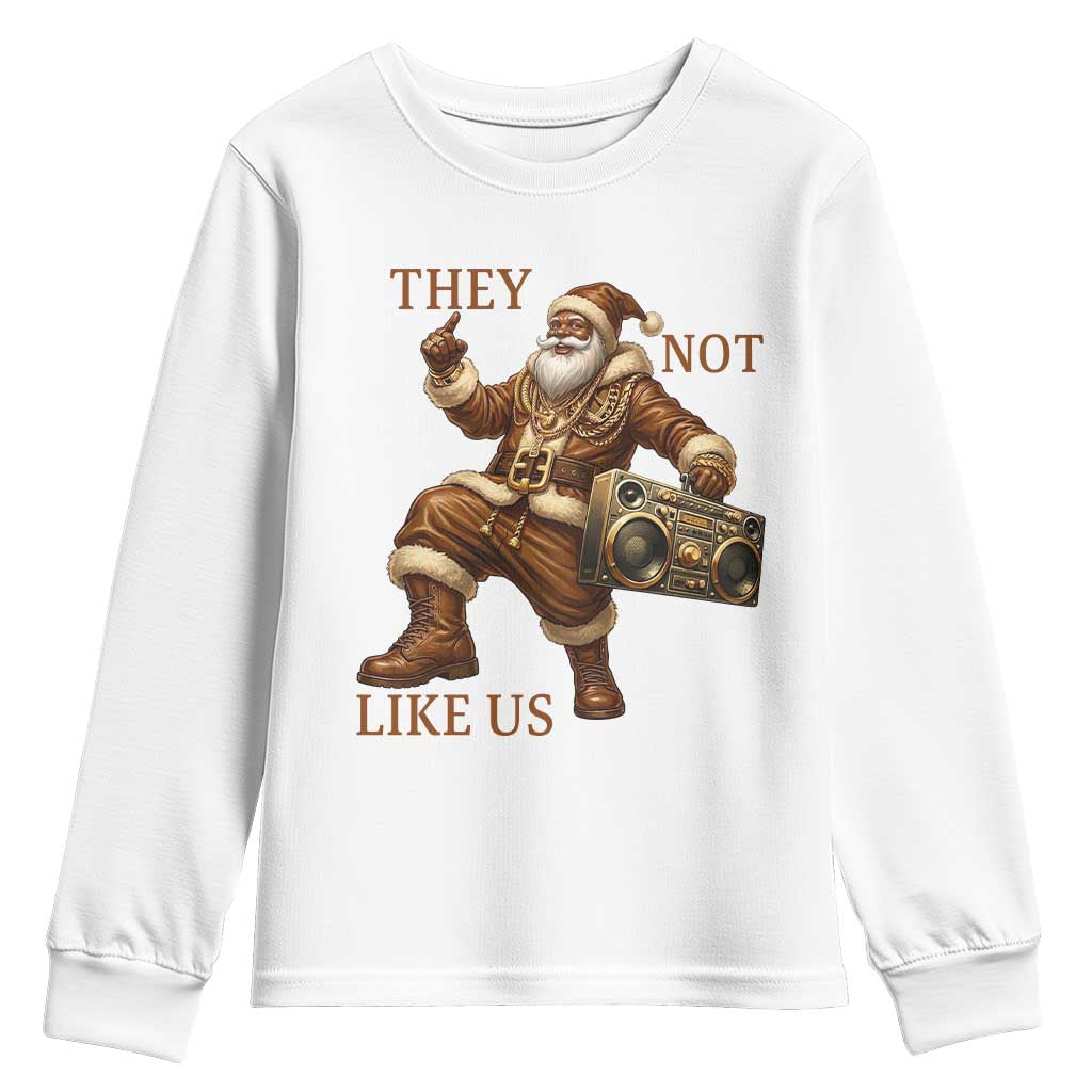 They Not Like Us Youth Sweatshirt Funny Christmas Black Santa Claus - Wonder Print Shop