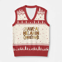 Funny Black Pride Have A Melanin Xmas V-Neck Knit Sweater Vest Culture Gift - Wonder Print Shop