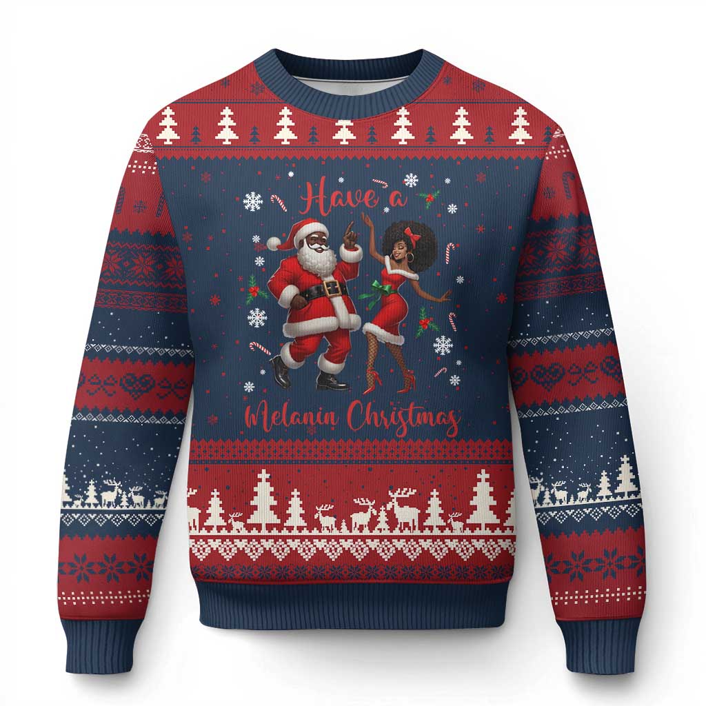 Have A Melanin Xmas Ugly Christmas Sweater Funny Dancing Santa And Mrs Claus Culture Gift - Wonder Print Shop