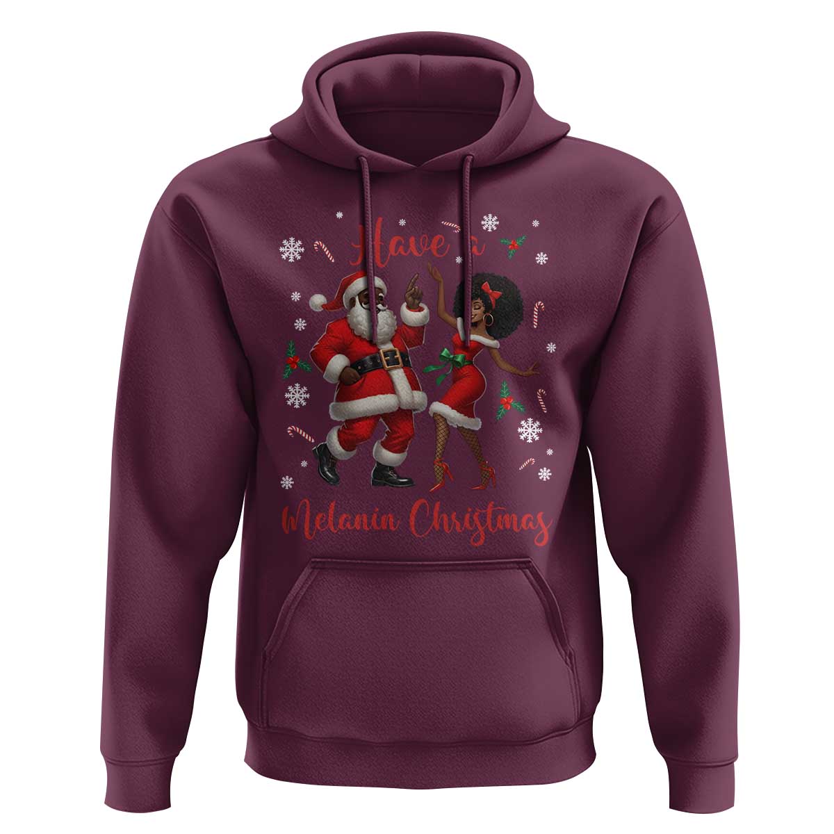 Have A Melanin Christmas Hoodie Funny Dancing Santa And Mrs Claus Culture Gift - Wonder Print Shop