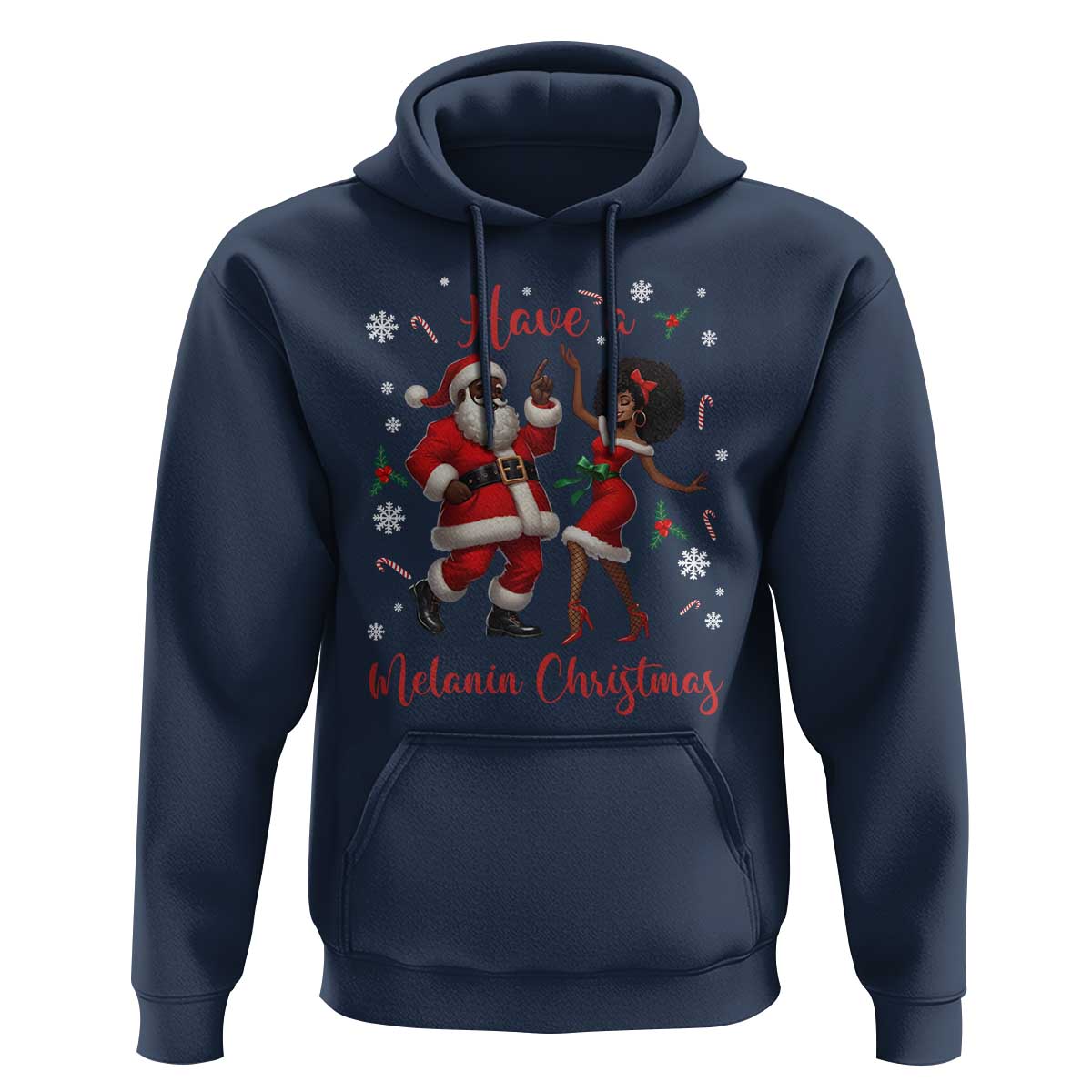 Have A Melanin Christmas Hoodie Funny Dancing Santa And Mrs Claus Culture Gift - Wonder Print Shop