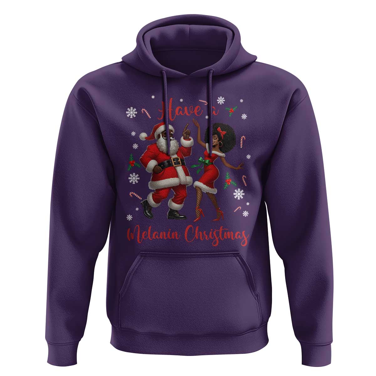 Have A Melanin Christmas Hoodie Funny Dancing Santa And Mrs Claus Culture Gift - Wonder Print Shop