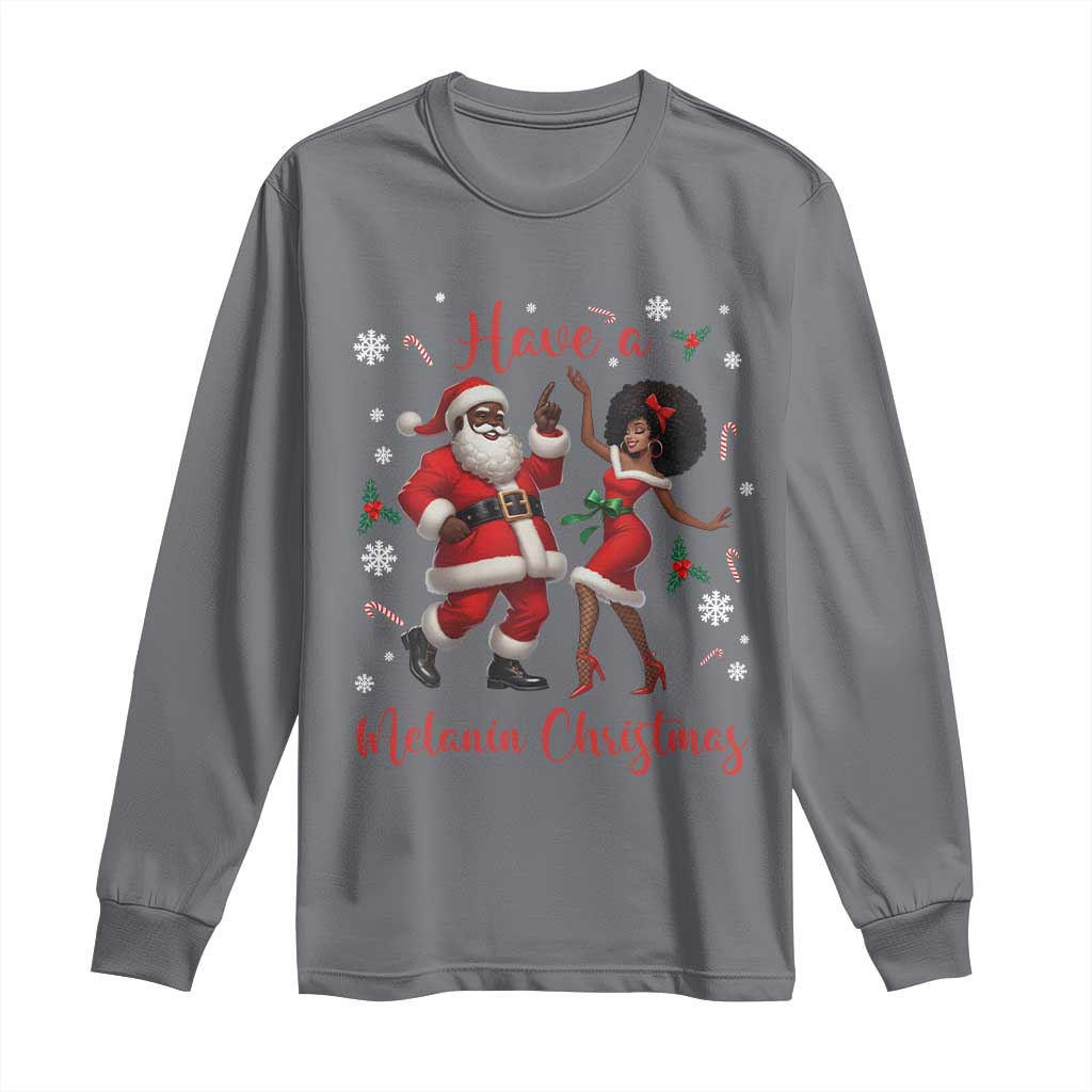Have A Melanin Christmas Long Sleeve Shirt Funny Dancing Santa And Mrs Claus Culture Gift - Wonder Print Shop