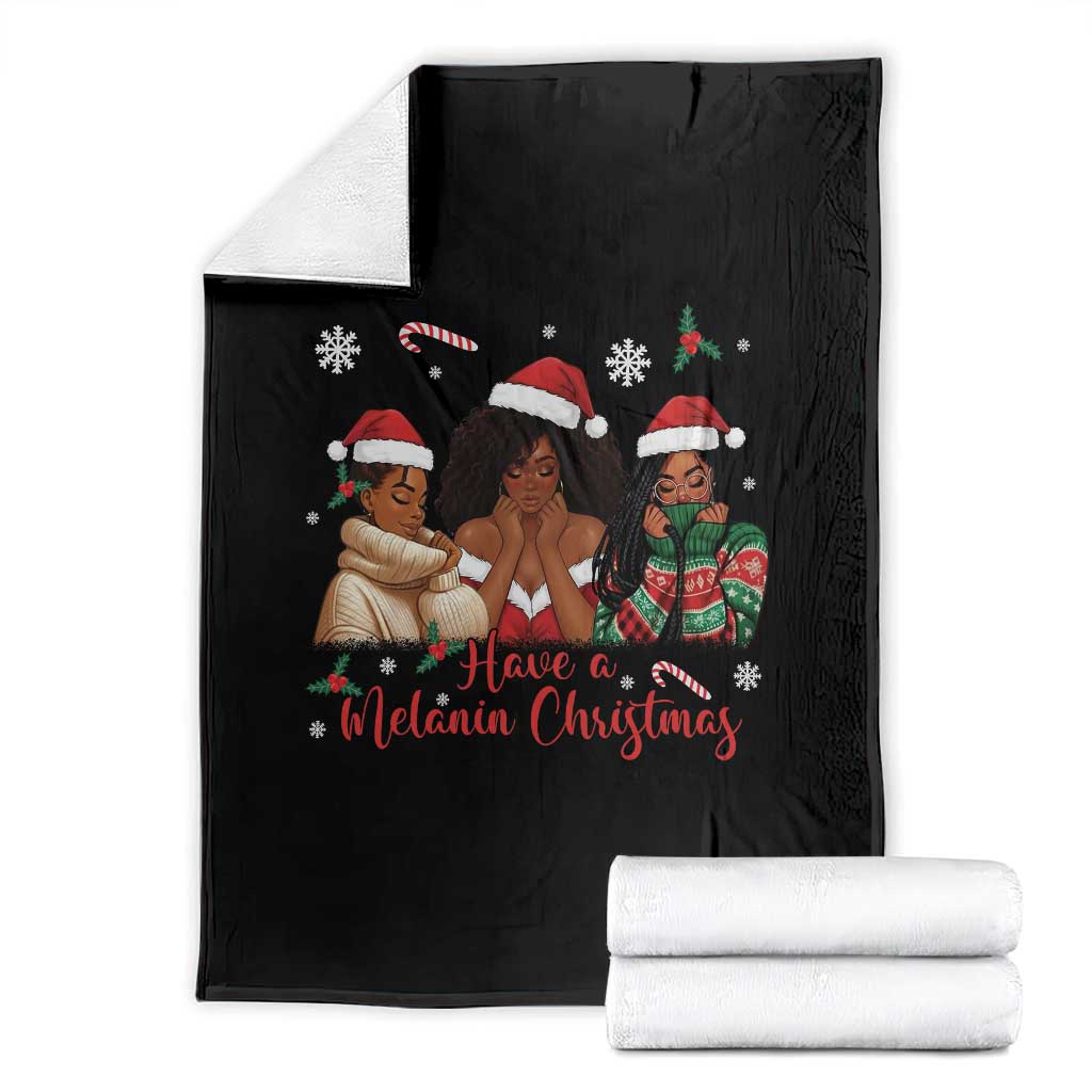 Have A Melanin Christmas Throw Blanket Black Girl Xmas Gift - Wonder Print Shop