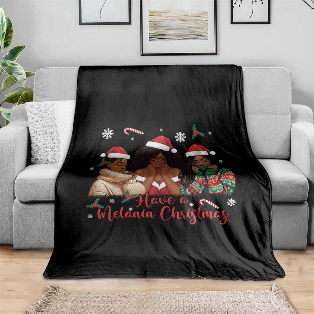 Have A Melanin Christmas Throw Blanket Black Girl Xmas Gift - Wonder Print Shop