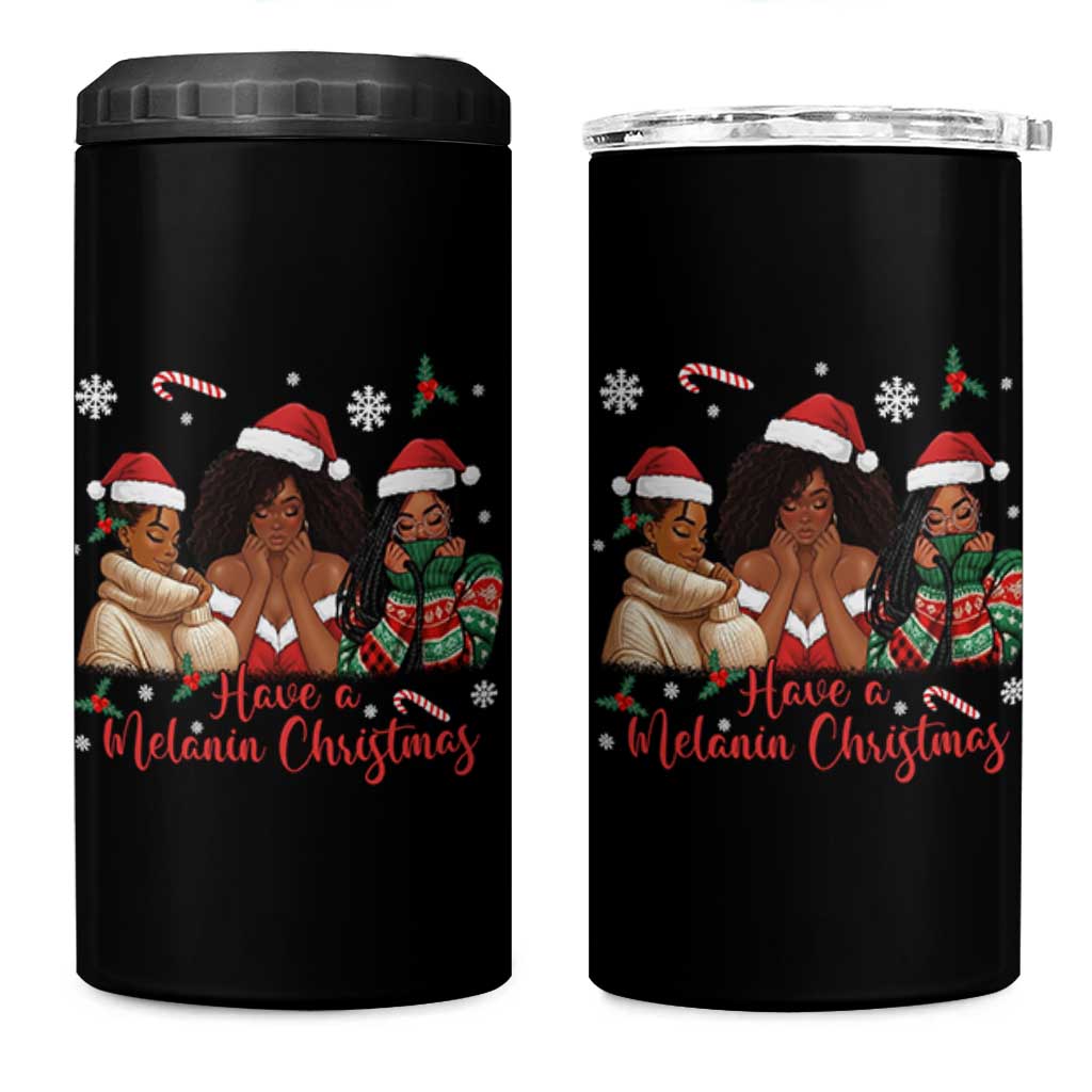 Have A Melanin Christmas 4 in 1 Can Cooler Tumbler Black Girl Xmas Gift - Wonder Print Shop