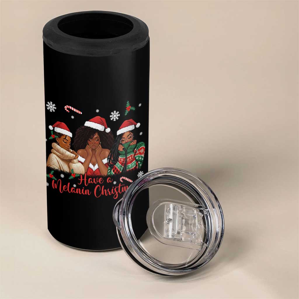 Have A Melanin Christmas 4 in 1 Can Cooler Tumbler Black Girl Xmas Gift - Wonder Print Shop