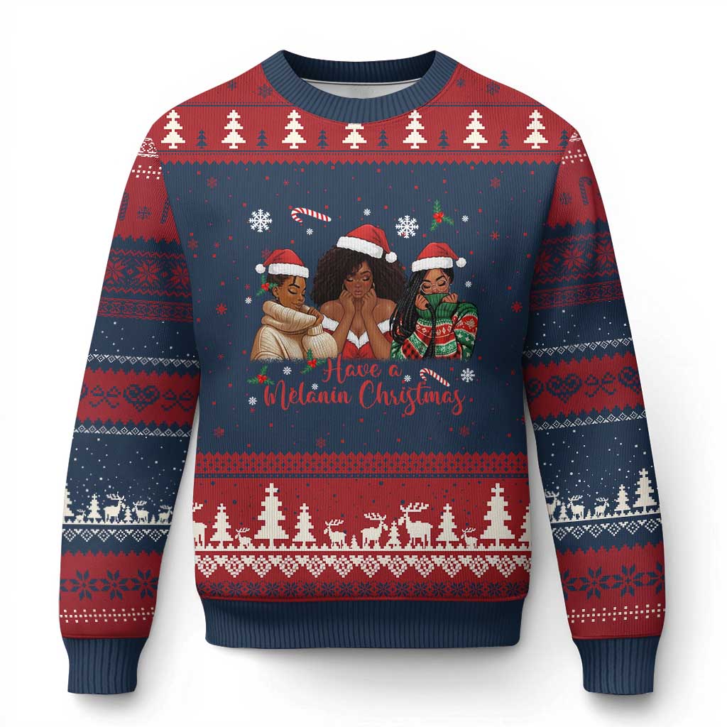 Have A Melanin Xmas Ugly Christmas Sweater Black Girl Xmas Gift - Wonder Print Shop