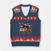 Have A Melanin Xmas V-Neck Knit Sweater Vest Black Girl Xmas Gift - Wonder Print Shop