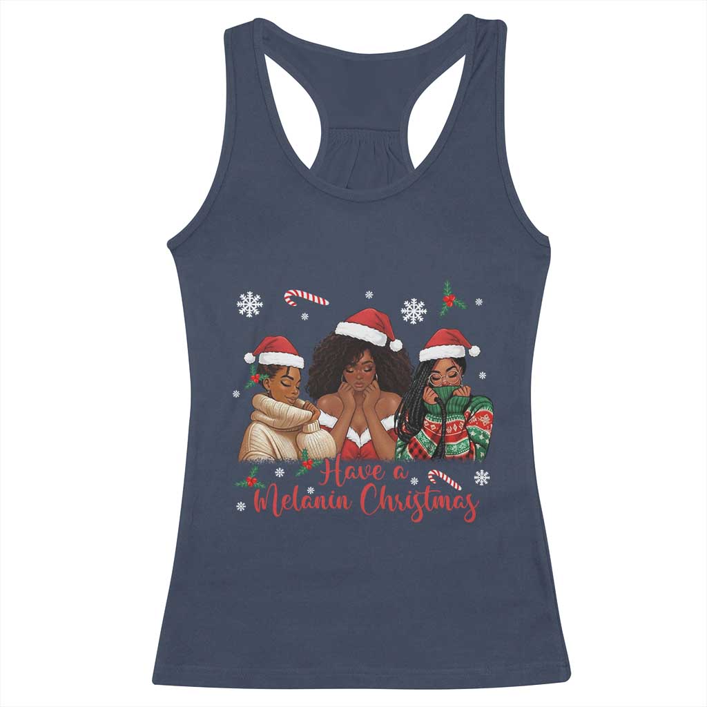 Have A Melanin Christmas Racerback Tank Top Black Girl Xmas Gift - Wonder Print Shop