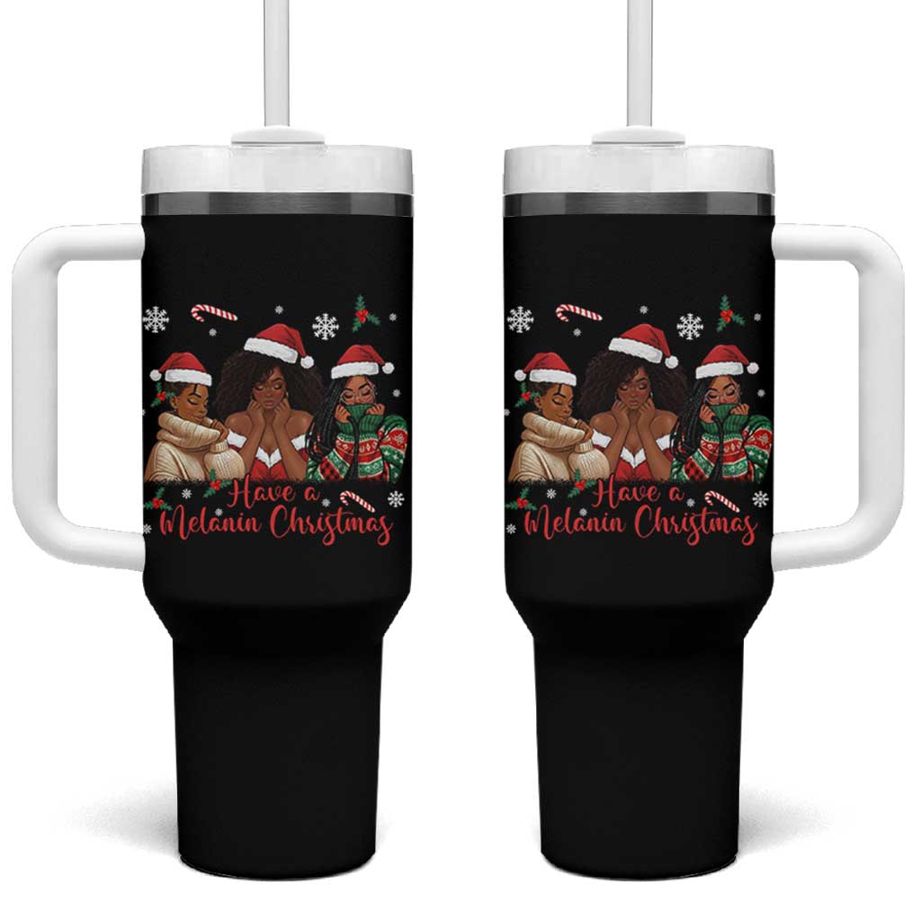 Have A Melanin Christmas Tumbler With Handle Black Girl Xmas Gift - Wonder Print Shop