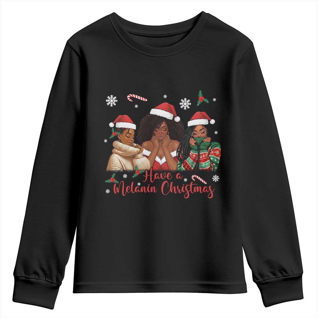 Have A Melanin Christmas Youth Sweatshirt Black Girl Xmas Gift - Wonder Print Shop