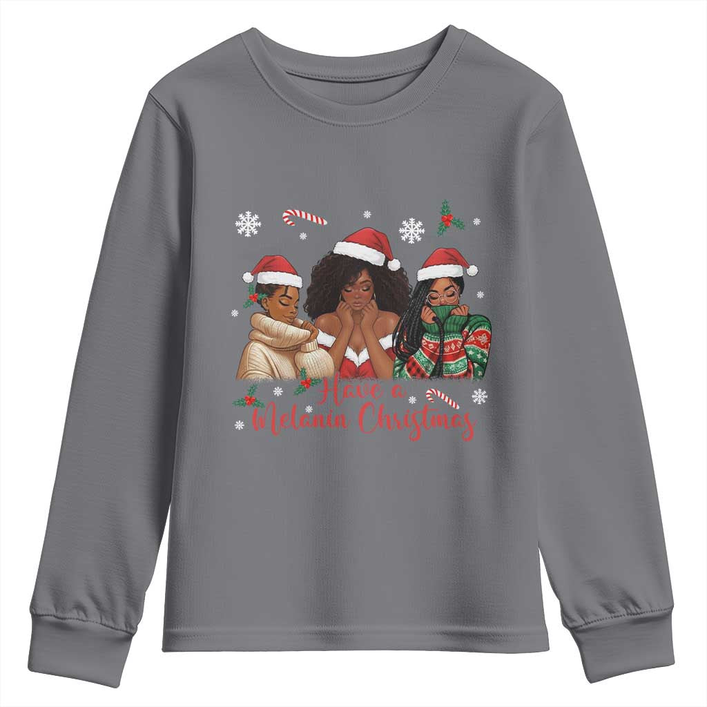 Have A Melanin Christmas Youth Sweatshirt Black Girl Xmas Gift - Wonder Print Shop