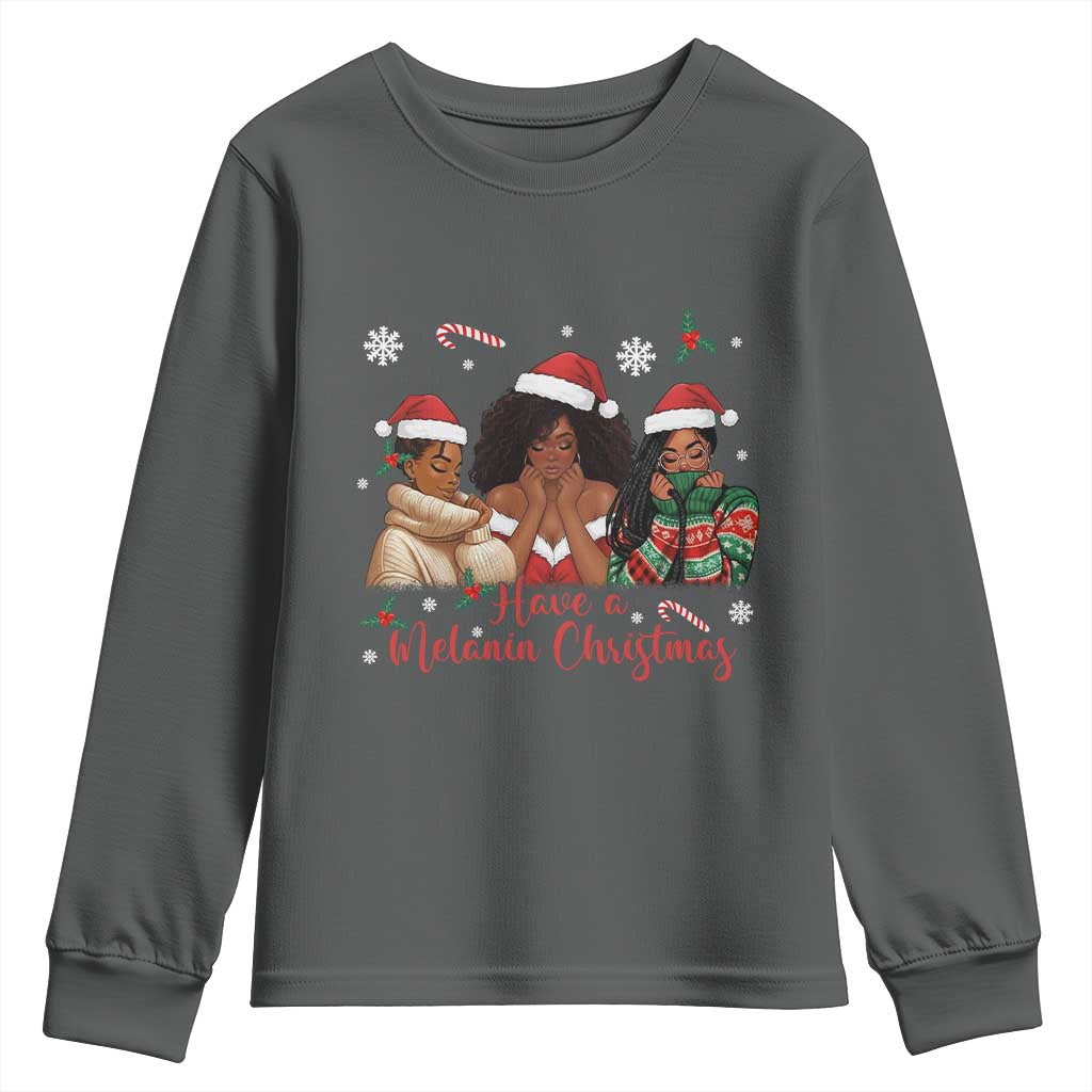 Have A Melanin Christmas Youth Sweatshirt Black Girl Xmas Gift - Wonder Print Shop