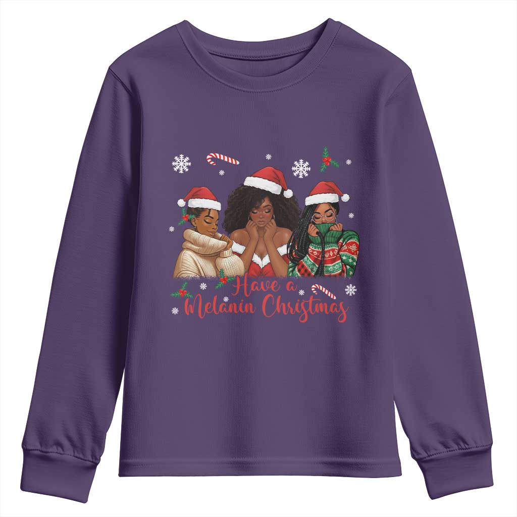 Have A Melanin Christmas Youth Sweatshirt Black Girl Xmas Gift - Wonder Print Shop