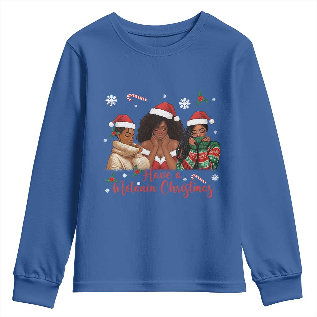 Have A Melanin Christmas Youth Sweatshirt Black Girl Xmas Gift - Wonder Print Shop