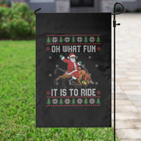 Oh What Fun It Is To Ride Garden Flag Black Santa Bull Rider Ugly Christmas Gift - Wonder Print Shop