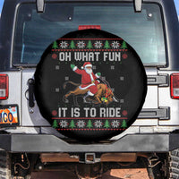 Oh What Fun It Is To Ride Spare Tire Cover Black Santa Bull Rider Ugly Christmas Gift - Wonder Print Shop