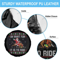 Oh What Fun It Is To Ride Spare Tire Cover Black Santa Bull Rider Ugly Christmas Gift - Wonder Print Shop