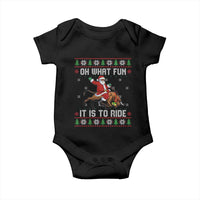 Oh What Fun It Is To Ride Baby Onesie Black Santa Bull Rider Ugly Christmas Gift - Wonder Print Shop