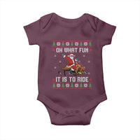 Oh What Fun It Is To Ride Baby Onesie Black Santa Bull Rider Ugly Christmas Gift - Wonder Print Shop