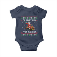 Oh What Fun It Is To Ride Baby Onesie Black Santa Bull Rider Ugly Christmas Gift - Wonder Print Shop