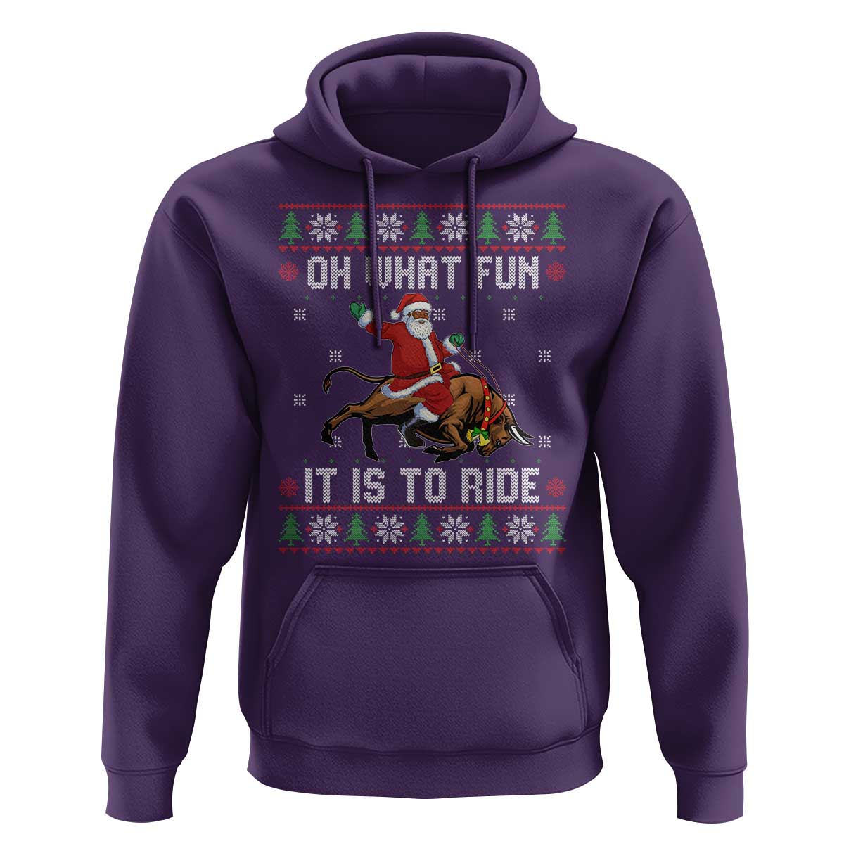 Oh What Fun It Is To Ride Hoodie Black Santa Bull Rider Ugly Christmas Gift - Wonder Print Shop