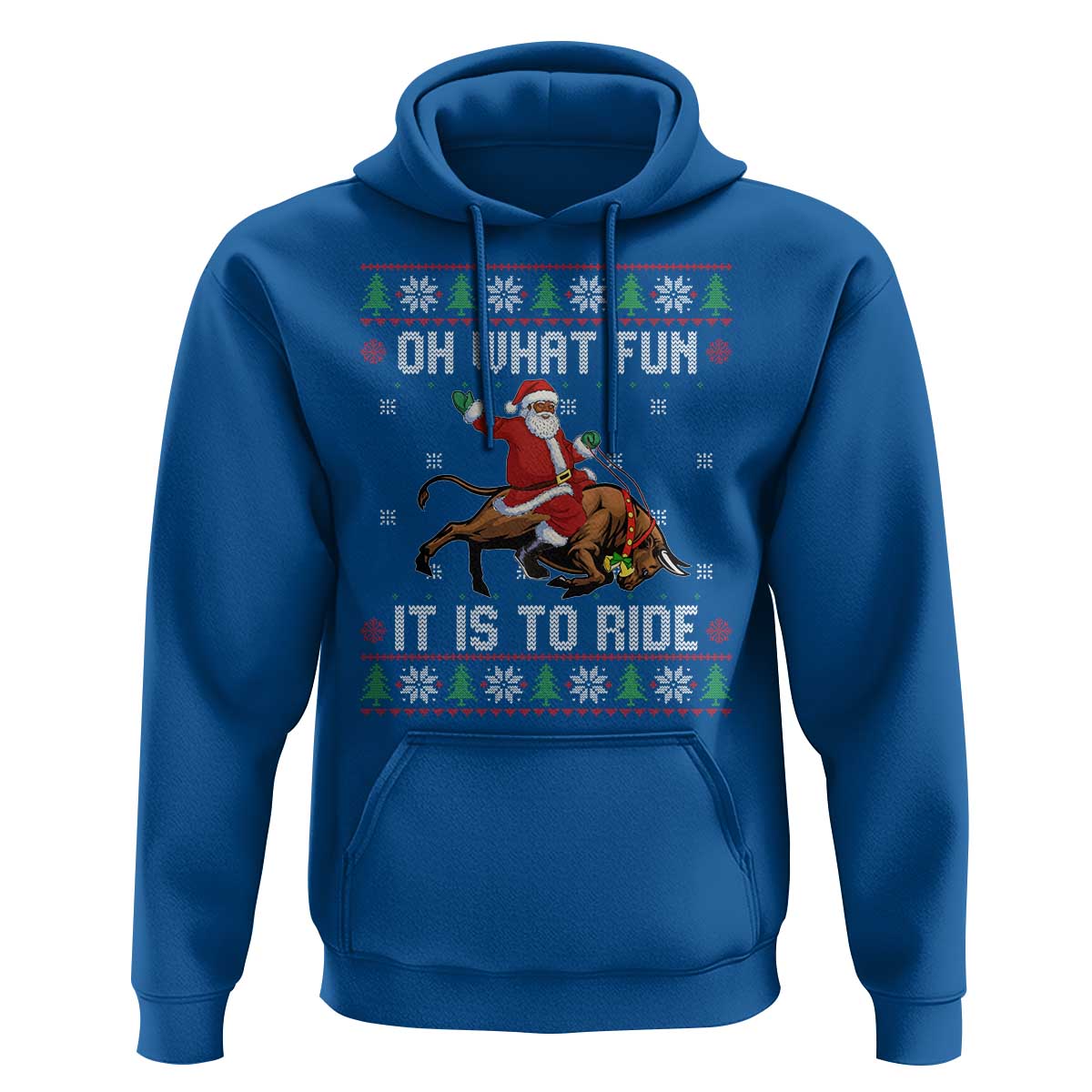 Oh What Fun It Is To Ride Hoodie Black Santa Bull Rider Ugly Christmas Gift - Wonder Print Shop