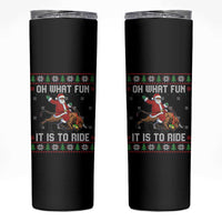 Oh What Fun It Is To Ride Skinny Tumbler Black Santa Bull Rider Ugly Christmas Gift - Wonder Print Shop