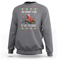 Oh What Fun It Is To Ride Sweatshirt Black Santa Bull Rider Ugly Christmas Gift - Wonder Print Shop