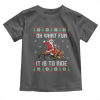 Oh What Fun It Is To Ride Toddler T Shirt Black Santa Bull Rider Ugly Christmas Gift - Wonder Print Shop