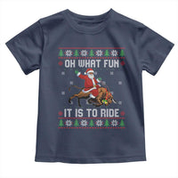 Oh What Fun It Is To Ride Toddler T Shirt Black Santa Bull Rider Ugly Christmas Gift - Wonder Print Shop