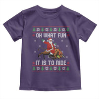 Oh What Fun It Is To Ride Toddler T Shirt Black Santa Bull Rider Ugly Christmas Gift - Wonder Print Shop