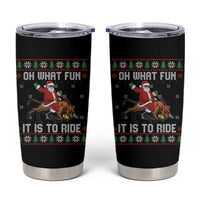 Oh What Fun It Is To Ride Tumbler Cup Black Santa Bull Rider Ugly Christmas Gift - Wonder Print Shop