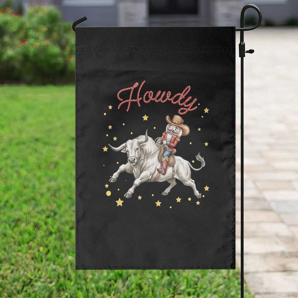 Funny Nutcracker Bull Riding Garden Flag Howdy Western Christmas Holiday Gift - Wonder Print Shop
