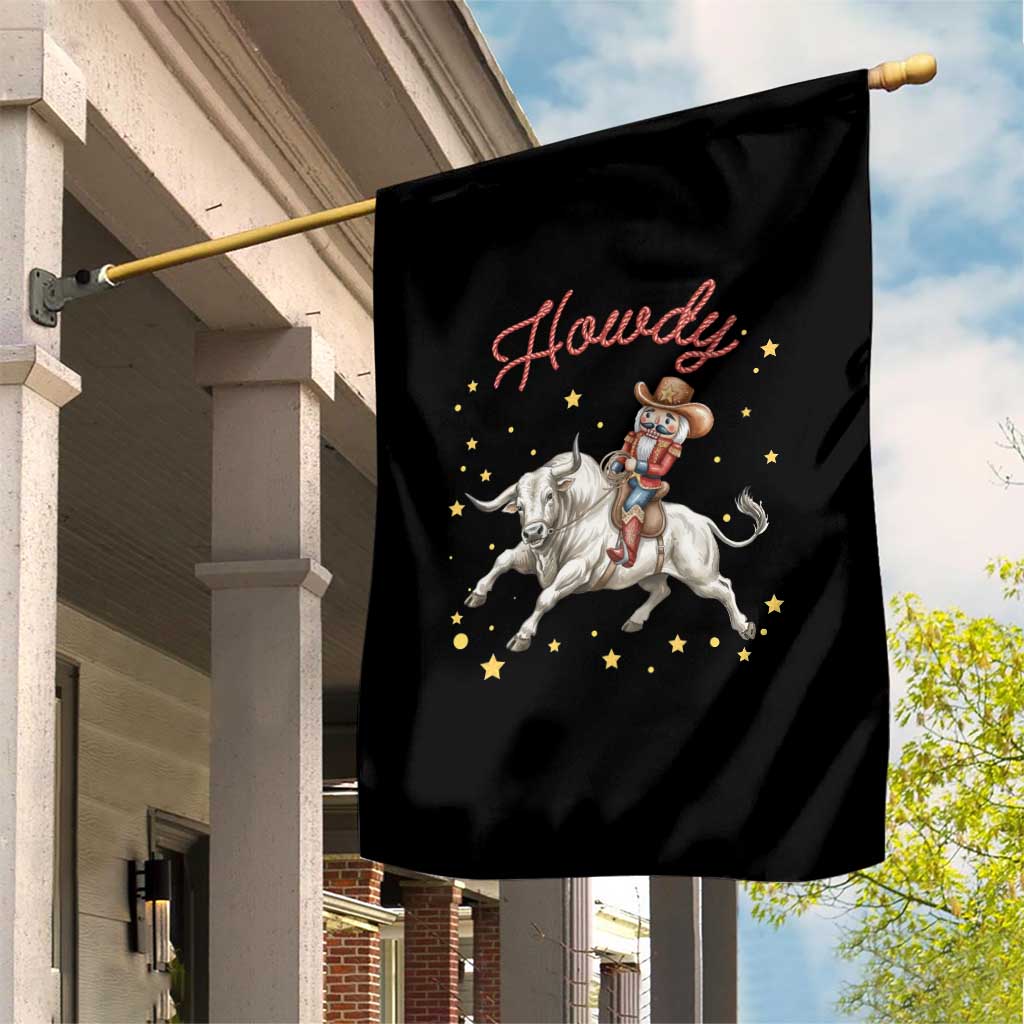 Funny Nutcracker Bull Riding Garden Flag Howdy Western Christmas Holiday Gift - Wonder Print Shop